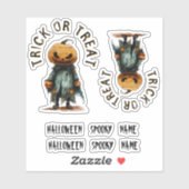Pompoen vogelverschrikker Trick Treat Spooky Party Sticker (Vel)