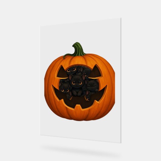 Pompoen Vol Kittens - Schattigee Zwarte Kat Hallow Acryl Bord (Hoek)