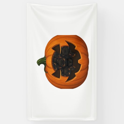 Pompoen Vol Kittens - Schattigee Zwarte Kat Hallow Spandoek (Verticaal)