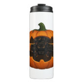 Pompoen Vol Kittens - Schattigee Zwarte Kat Hallow Thermosbeker (Voorkant)