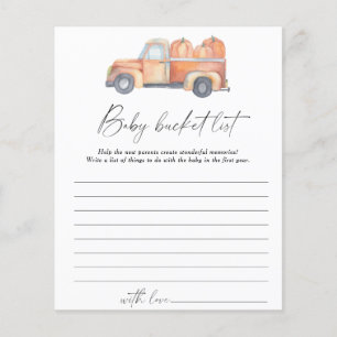 Pompoen vrachtwagen - Baby bucket list spel