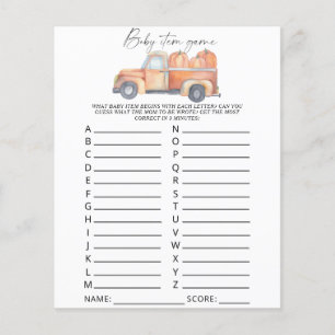 Pompoen vrachtwagen - Baby Item Game. Baby shower 