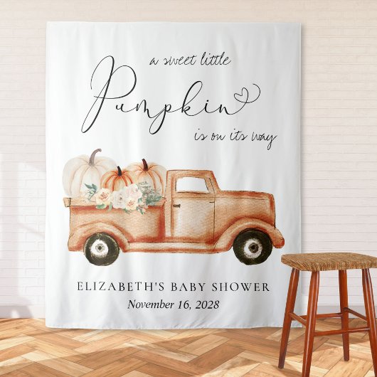 Pompoen Vrachtwagen Baby shower Foto Achtergrond Wandkleed