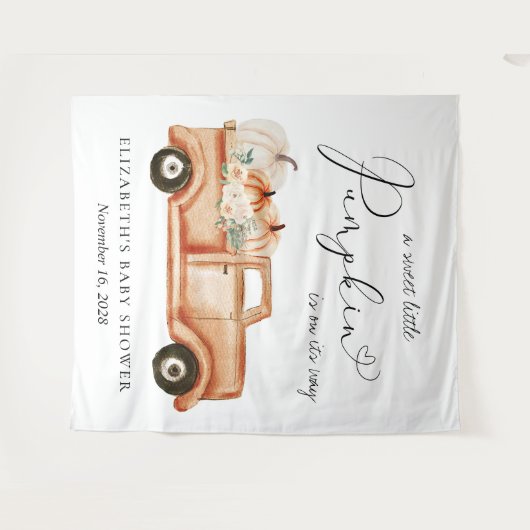 Pompoen Vrachtwagen Baby shower Foto Achtergrond Wandkleed (Voorkant (horizontaal))