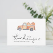 Pompoen vrachtwagen dank u kaart (Staand voorkant)