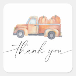 Pompoen vrachtwagen dank u kaart vierkante sticker