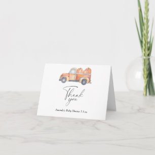 Pompoen vrachtwagen herfst baby shower - Dankkaart Bedankkaart