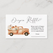 Pompoen Vrachtwagen Herfst Baby shower Luier Raffl Informatiekaartje (Voorkant)