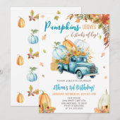 Pompoen Vrachtwagen Herfst Jongen Verjaardagsfeest Kaart (Voorkant / Achterkant)