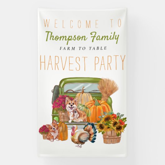 Pompoen Vrachtwagen Herfst Oogst Party Thanksgivin Spandoek (Verticaal)