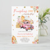 Pompoen Vrachtwagen Herfst Verjaardagsfeest Kaart (Staand voorkant)