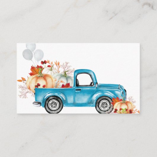 Pompoen Vrachtwagen Luier Raffle Ticket Baby showe Informatiekaartje (Achterkant)