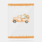 Pompoen Vrachtwagen Modern Herfst Baby shower Acryl Bord (Voorkant)
