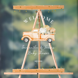 Pompoen Vrachtwagen Modern Herfst Baby shower Acryl Bord
