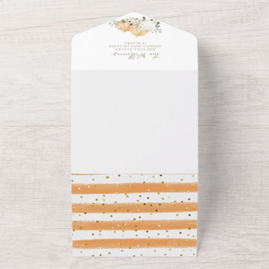 Pompoen Vrachtwagen Modern Herfst Baby shower All In One Uitnodiging (Buitenkant)