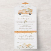 Pompoen Vrachtwagen Modern Herfst Baby shower All In One Uitnodiging (Binnen)