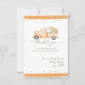 Pompoen Vrachtwagen Modern Herfst Baby shower Bedankkaart (Voorkant)