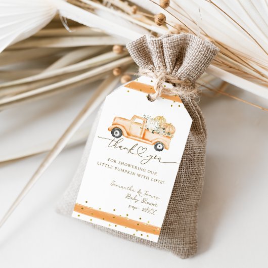 Pompoen Vrachtwagen Modern Herfst Baby shower Cadeaulabel