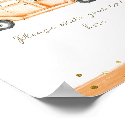 Pompoen Vrachtwagen Modern Herfst Baby shower Cust Poster (Hoek)