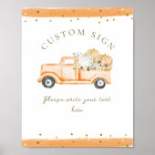Pompoen Vrachtwagen Modern Herfst Baby shower Cust Poster (Voorkant)