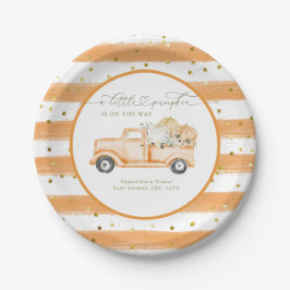 Pompoen Vrachtwagen Modern Herfst Baby shower Papieren Bordje