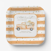 Pompoen Vrachtwagen Modern Herfst Baby shower Papieren Bordje (Voorkant)