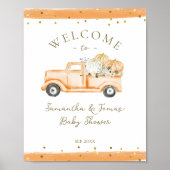 Pompoen Vrachtwagen Modern Herfst Baby shower Poster (Voorkant)
