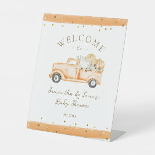 Pompoen Vrachtwagen Modern Herfst Baby shower Reclamebord Met Voetstuk