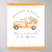 Pompoen Vrachtwagen Moderne Herfst Baby shower Lui Poster (Voorkant)