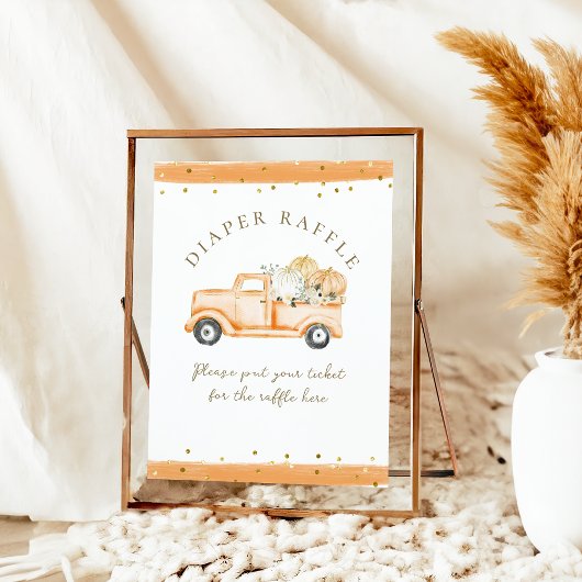 Pompoen Vrachtwagen Moderne Herfst Baby shower Lui Poster