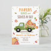 Pompoen Vrachtwagen Verjaardagsfeestje Herfst Pomp Kaart (Staand voorkant)