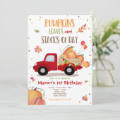 Pompoen Vrachtwagen Verjaardagsfeestje Herfst Pomp Kaart (Staand voorkant)