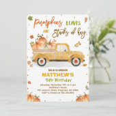 Pompoen Vrachtwagen Verjaardagsfeestje Herfst Pomp Kaart (Staand voorkant)