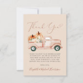 Pompoen Vrachtwagen Waterverf Baby shower Bedankkaart (Voorkant)