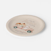 Pompoen Vrachtwagen Waterverf Herfst Baby shower Papieren Bordje (Gekanteld)