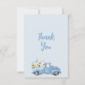 Pompoen Vrachtwagen Zonnebloem Baby shower Dank u Kaart (Achterkant)