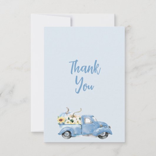 Pompoen Vrachtwagen Zonnebloem Baby shower Dank u  Kaart (Achterkant)
