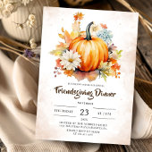 Pompoen Vriendschap Diner Bloemen Waterverf Kaart