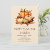 Pompoen Vriendsgiving Diner Kaart (Staand voorkant)