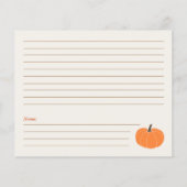 Pompoen Vrijgezellenfeest Recept Kaart (Achterkant)