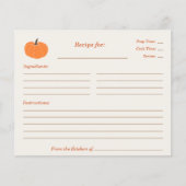 Pompoen Vrijgezellenfeest Recept Kaart (Voorkant)