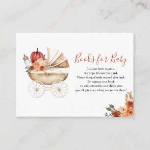 Pompoen Wagentje Bloem Baby Shower Boeken voor Bab Informatiekaartje