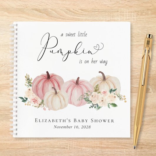 Pompoen Waterverf Baby Meisje Douche Gastenboek Notitieboek