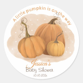 Pompoen Waterverf Baby Shower Klassieke Ronde Stic Sticker
