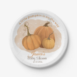 Pompoen Waterverf Baby Shower Papieren Bordje