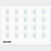 Pompoen Waterverf Blauw Baby shower Dank u Ronde Sticker (Vel)
