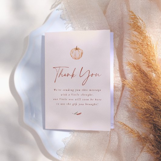 Pompoen Waterverf Bloemen Herfst Baby shower Bedankkaart