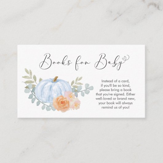 Pompoen Waterverf boeken voor Baby Boy Shower Informatiekaartje (Voorkant)