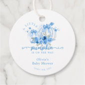 Pompoen Waterverf Bow Baby Boy Shower Dank u Bedankjes Labels (Voorkant)