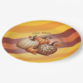 Pompoen Waterverf Elegant gepersonaliseerd patroon Papieren Bordje (Gekanteld)